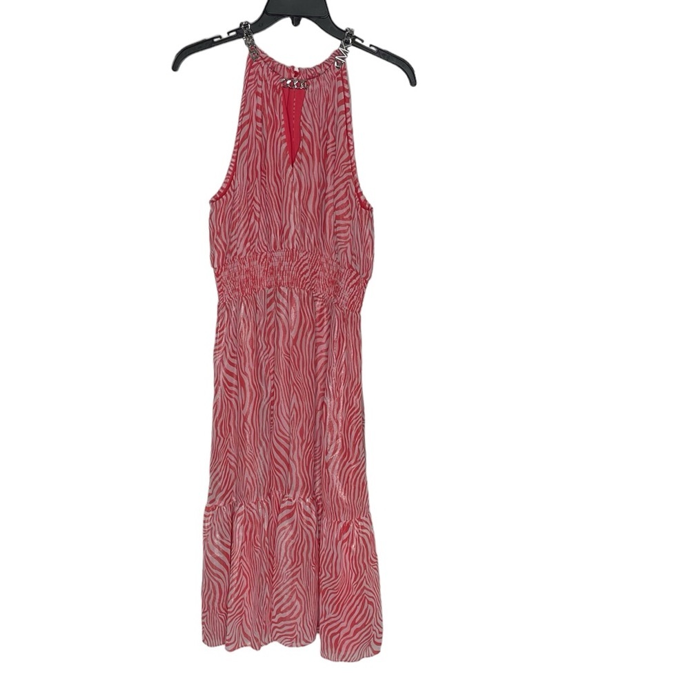 Michael Kors Zebra Foil Halter Neck Sleeveless Dress
